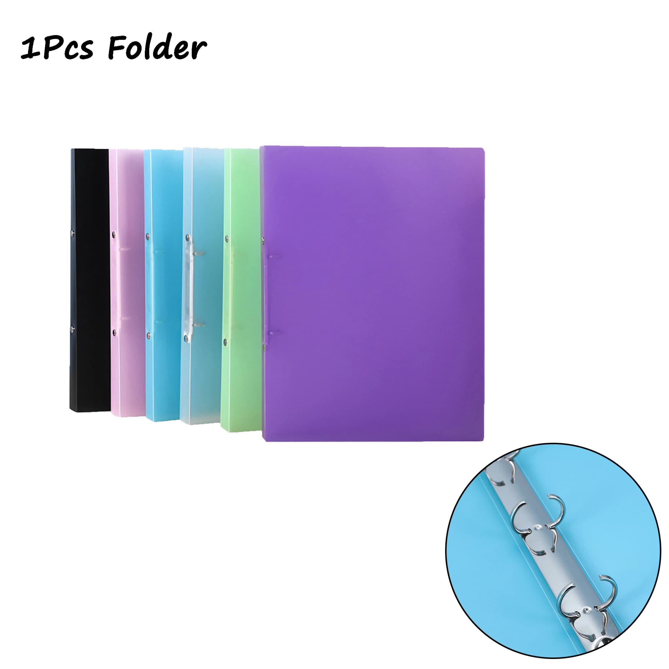 Cartella perforata A4 da 1 pezzo Cartella di file impermeabile trasparente color caramello a forma di O a 2 fori, 3 fori, 4 fori