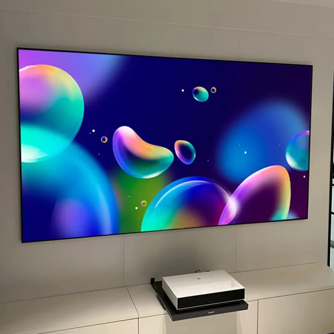 Trinovisual als 80 100 110 schermo di proiezione ALR da 120 pollici per proiettore 4K Ultra corto PET cristallo nero