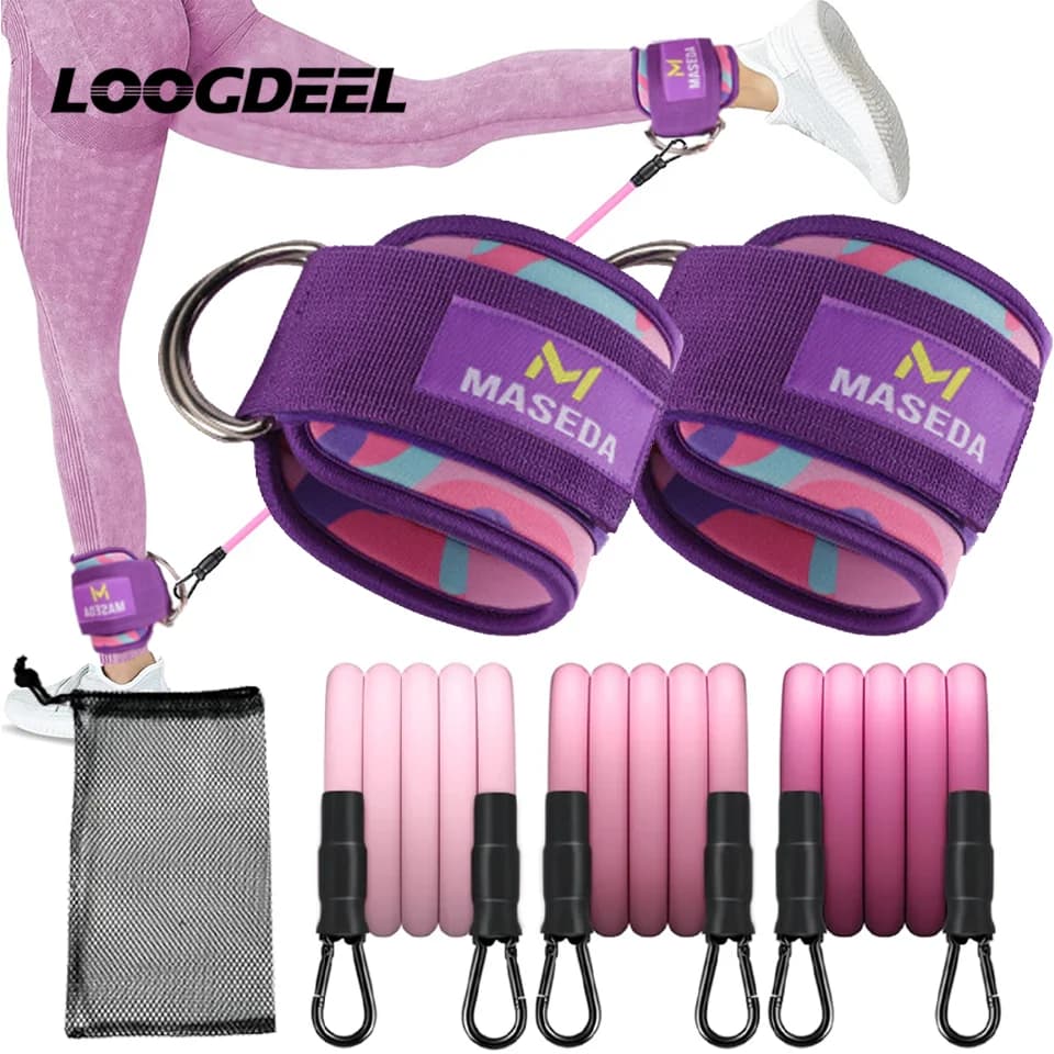 LOOGDEEL D-Ring Support ankle cuffs Ankle strength bands Fitness Yoga Leg Strength Safety Extensions Gym Guard Unisex