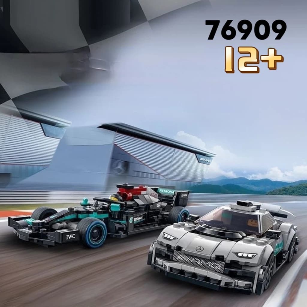 76909 Mercedes-Benz Racing Team BuildingBlocks Assembly, compatibile con la serie di auto sportive MOC, giocattoli educativi, regalo di Natale