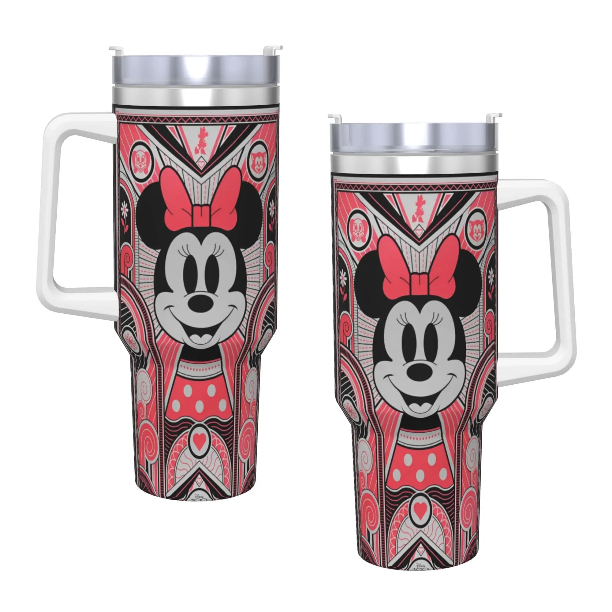 Tazza Termica in Acciaio Inox Mickey Mouse con Cannuccia, Bottiglia per Bevande Fredde da Spiaggia, Grande Tazza Termica Isolata