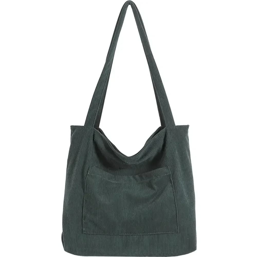 Borsa Tote in Velluto a Coste per Donna, Grande Borsa a Spalla Casual, Borsa Capiente per Shopping e Lavoro