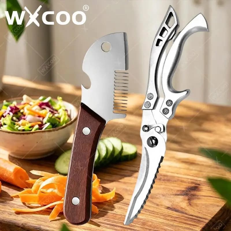 Fruit Peeler Household Kitchen Accessories Kitchen Scissors Bottle Opener Cutter Peeling Knife Fruits with Wooden Steel Handle