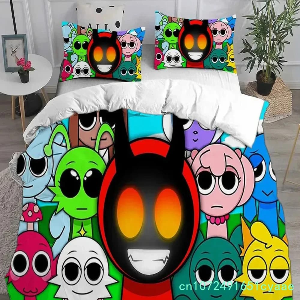 New Sprunki Bedding Set Single Twin Full Queen King Size Bed Set Aldult Kid Bedroom Duvet Cover Sets Anime Parure De Lit Bed