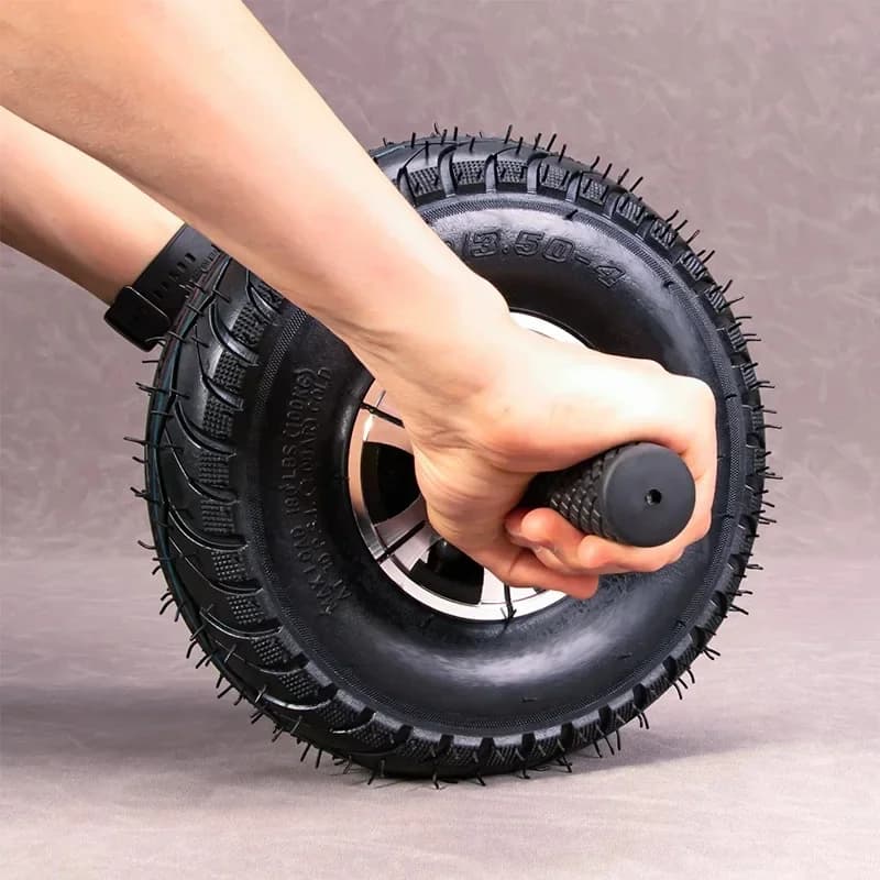 Inflatable Tire Ab Roller Wheel, 25cm Diameter Single‑Wheel Abdominal Roller with Bearings, Ab Exercise Wheel with 2 Knee Pads