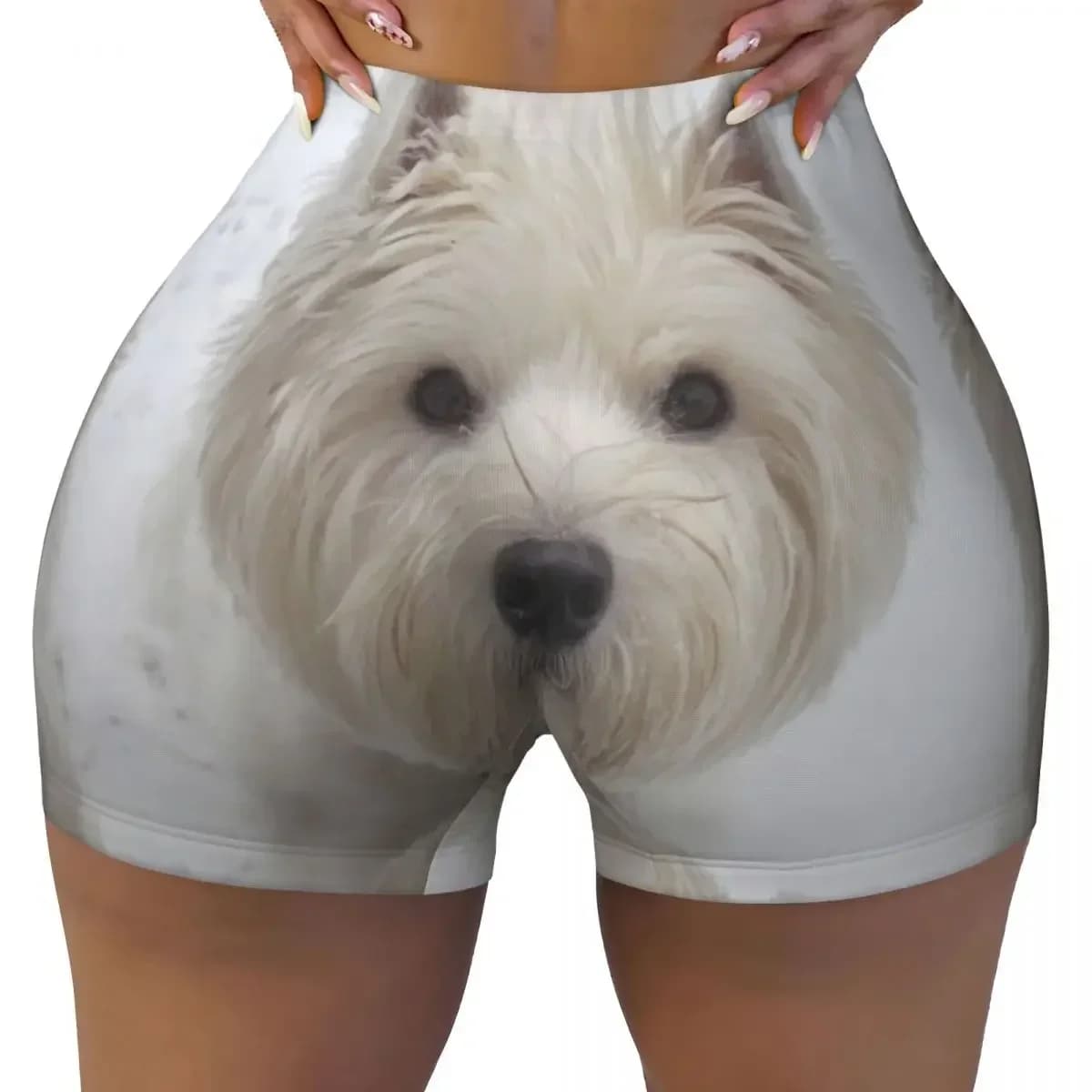 Custom Cute Westie Dog Workout Shorts Women's West Highland White Terrier Puppy Gym Volleyball Biker Yoga Shorts