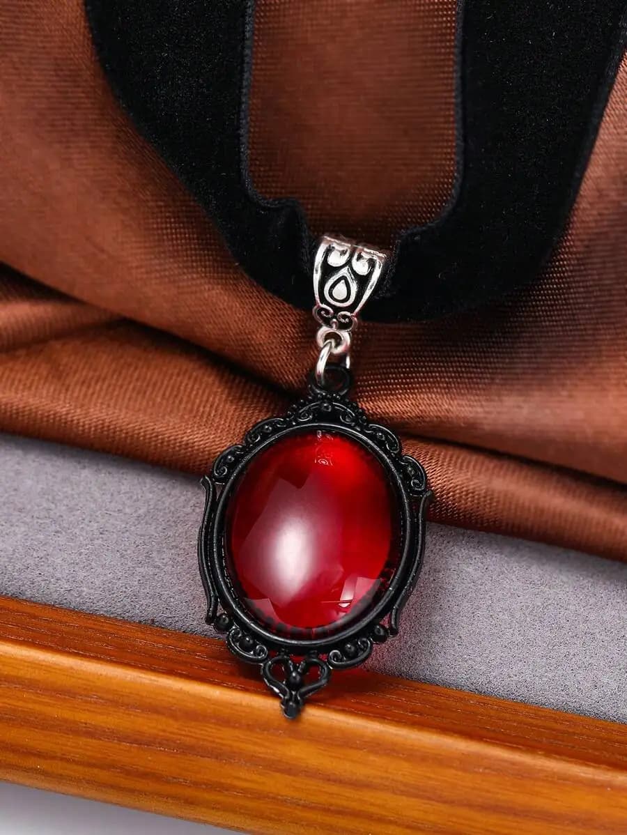 Eterna Glow 1PC Handmade Black Velvet Vintage Collar Necklace, Gothic Style Halloween Gift