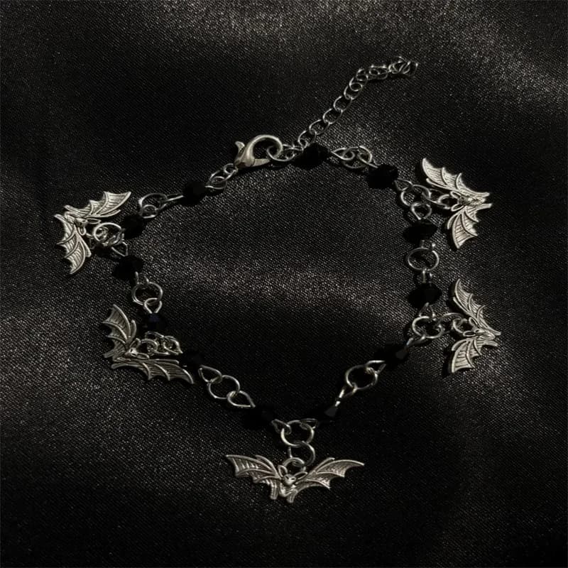 Bracciale con pipistrello gotico, gioielli punk, braccialetti regolabili con ciondoli per donne, accessorio gotico da strega di Halloween