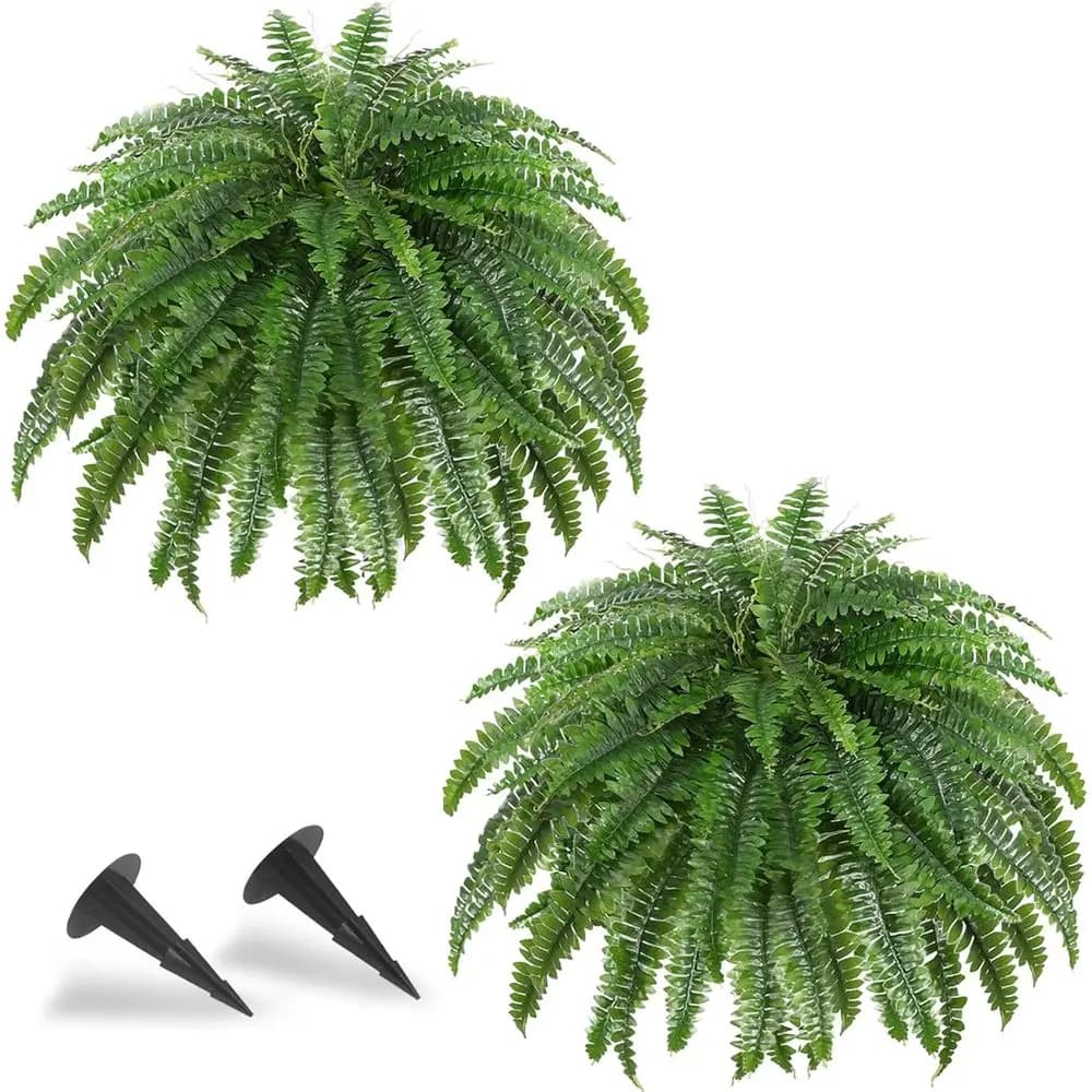 50 Piante Artificiali da Esterno con 2 Set di Erba e 96 Punte Rotonde per Decorazioni da Giardino e Ufficio
