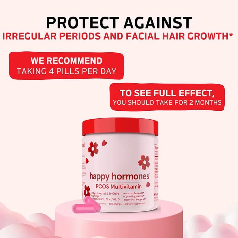 Capsule multivitaminiche PCOS Happy Hormones /Supplemento mio-nositolo e D-Chiro Inositol /Omega-3 e vitamina D3,120 capsule
