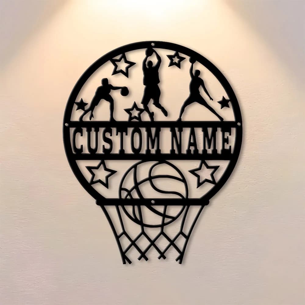 Targa Decorativa Personalizzabile in Ferro a Tema Basket, Decorazione Murale Personalizzata, Adatta per Appassionati di Sport, Ornamenti per le Feste