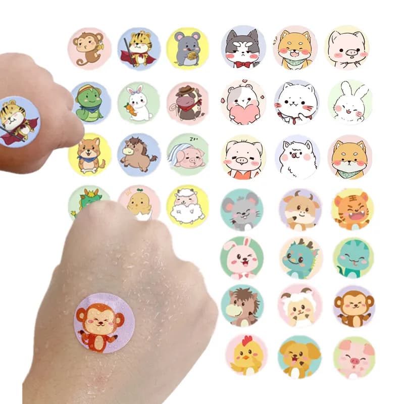 120pcs/set Cartoon Vaccination Skin Wound Band Aid Animal Prints Dressing Patch First Aid Plaster for Children Adhesive Bandages