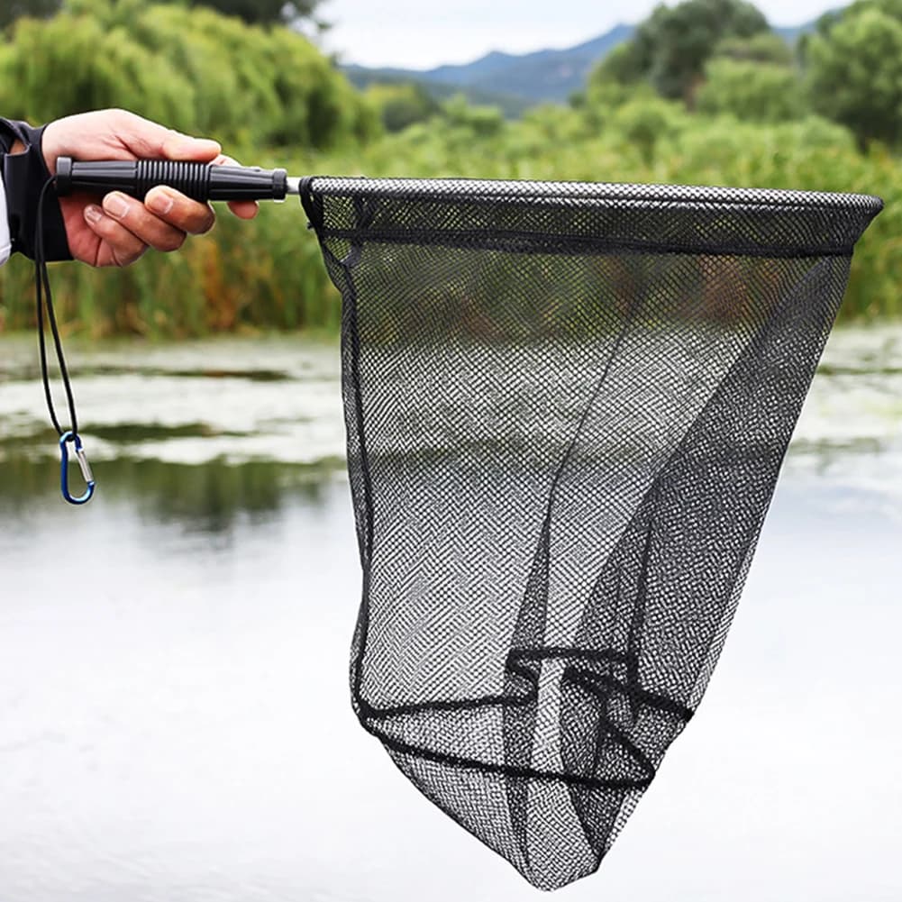 Guadino da Pesca Pieghevole in Nylon da 50 cm con Rete Retrattile in Lega di Alluminio, Portatile e Richiudibile, Attrezzo da Pesca