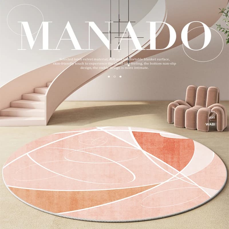 Nordic Style Pink Round Carpets Living Room Decoration Carpet Girl Bedroom Rugs Home Decor Chair Mat Children's Room Lounge Rug