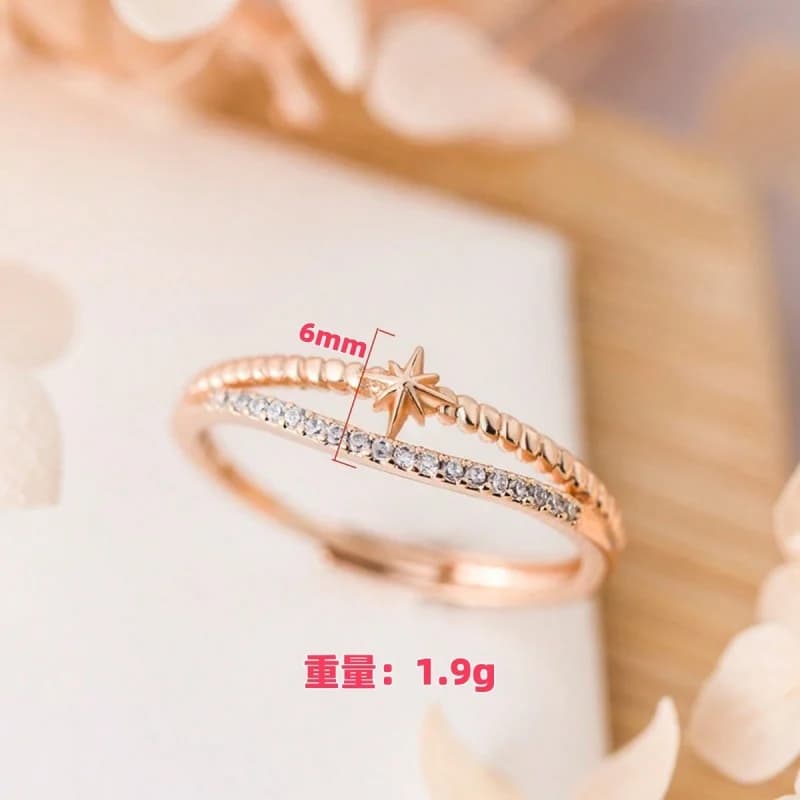 Anello in Oro Rosa con Diamanti Disposti a Croce, Tendenza Moda di Lusso Leggero Europea e Americana, Gioielli e Accessori Vivaci