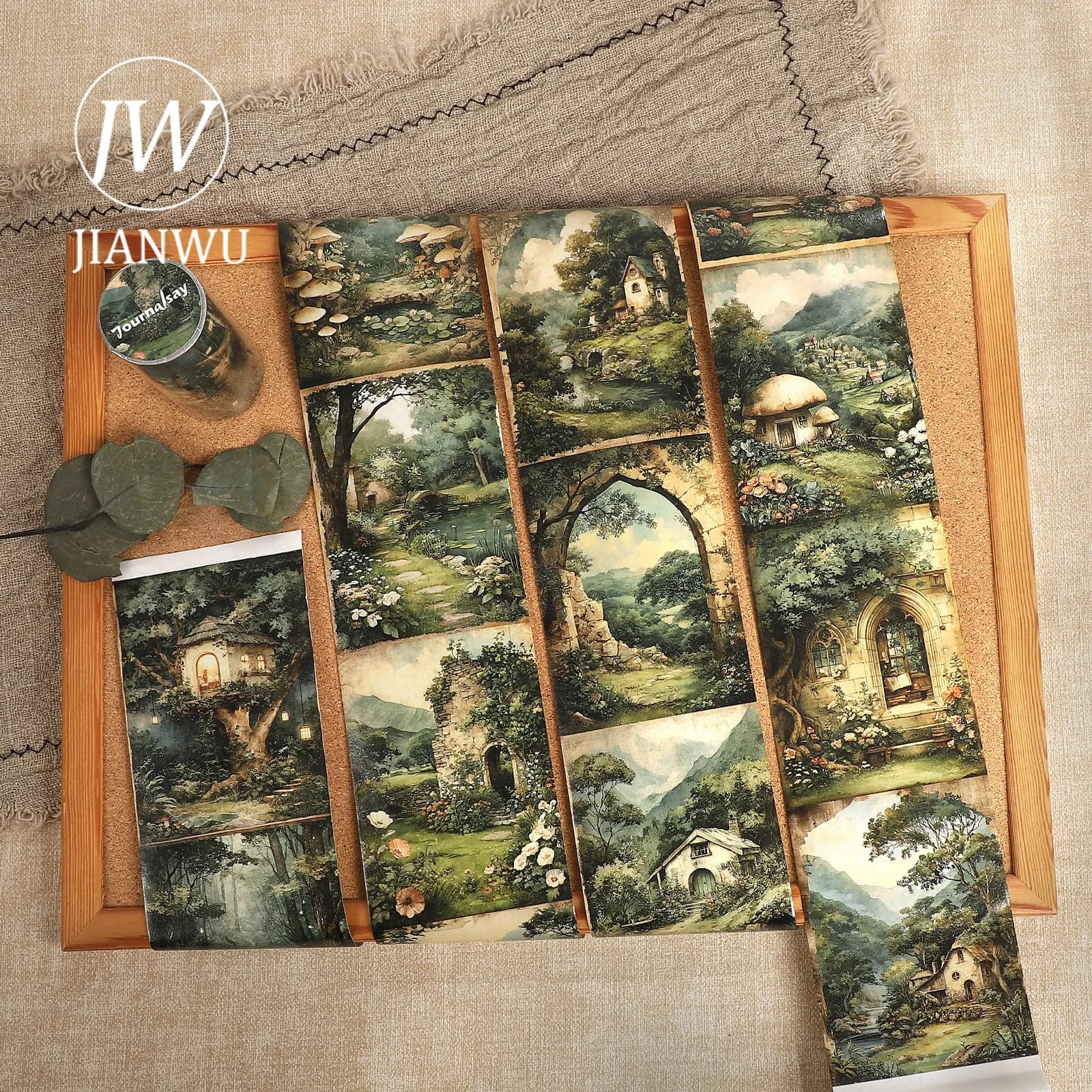 JIANWU 80mm*209cm Vintage Fairy Tale Forest Castle Landscape Material Collage Scrapbooking Washi Tape Journal Stationery