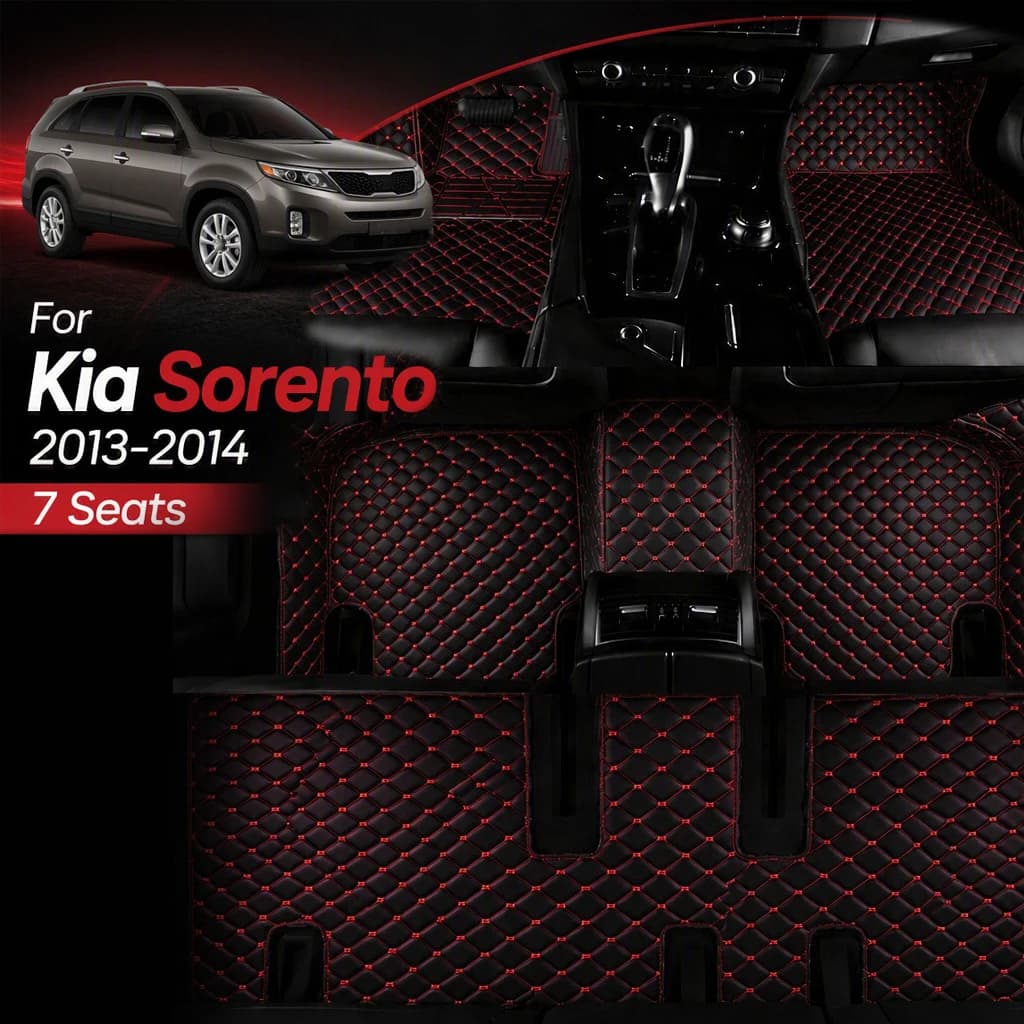 LHD Car Floor Mat For Kia Sorento 2013 2014 (7 Seater) Custom Leather Carpet Car Accessories Car Interior Decor Styling