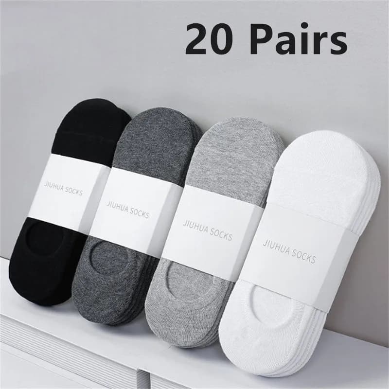 HOT 2026 1/5/10/20 Pairs Summer Autumn Boat Socks For Men Women Non-slip Silicone Invisible Cotton Socks Male Ankle Sock Slippers