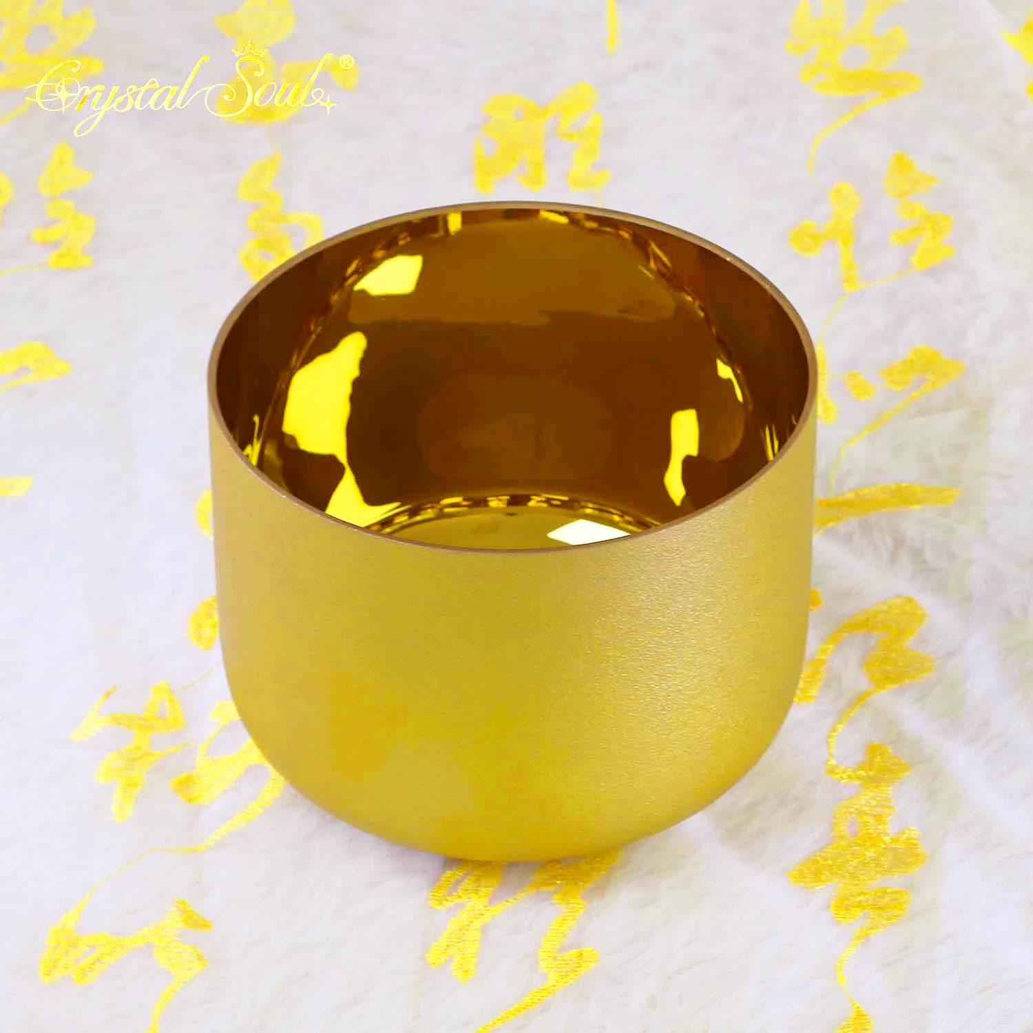 CrystalSoul Gold Plated high energy perfect pitch 432Hz Quartz Frosted Bowls Crystal Singing Bowl