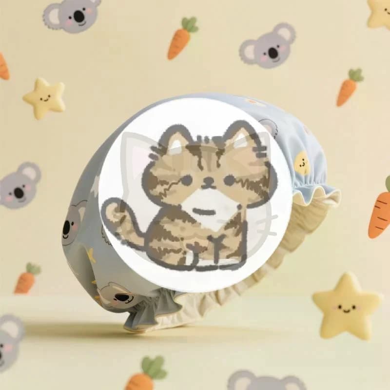 1 Pcs Women Shower Cap Waterproof Wide Elastic Band Reusable Bathroom Cup Cartoon Cat Bear Dog Shower Hat Bathroom Accessories