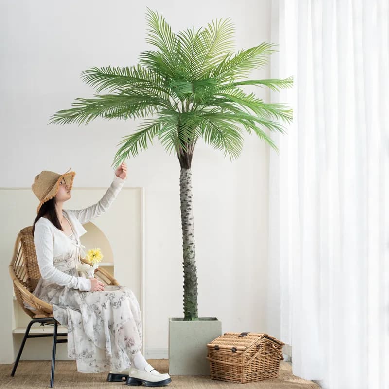Piante verdi simulate su larga scala, piante finte, soggiorno interno, girasole in vaso, girasole ad ago, dal pavimento al soffitto