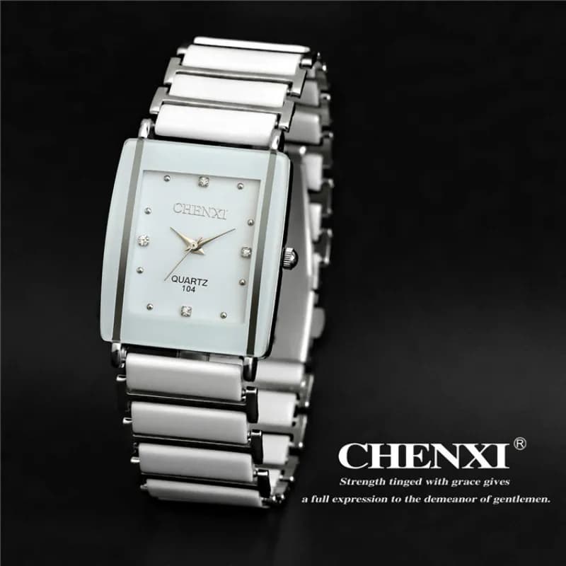 CHENXI moda rettangolo orologio donna bianco ceramica simulata orologi uomo donna Casual orologi da polso al quarzo Relogio Feminino