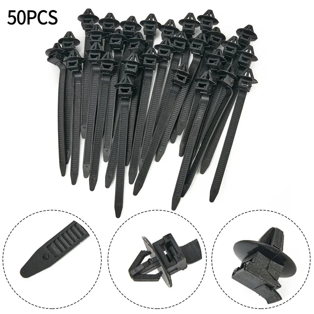 50x fascetta fermacavo in Nylon per auto fascetta stringitubo chiusura lampo/er con morsetto di fissaggio nero automobili accessori interni generali