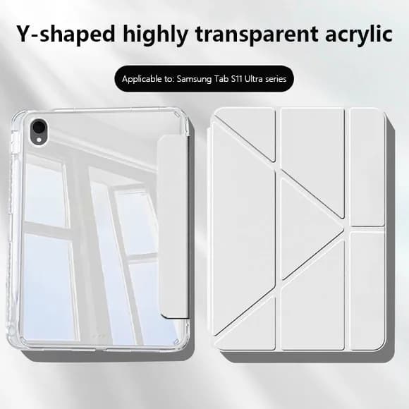 Custodia rigida in acrilico trasparente pieghevole a Y per Samsung Galaxy Tab S11 Ultra da 14,6 pollici X930 X936 2025 S11 11 pollici 2025 con portapenne