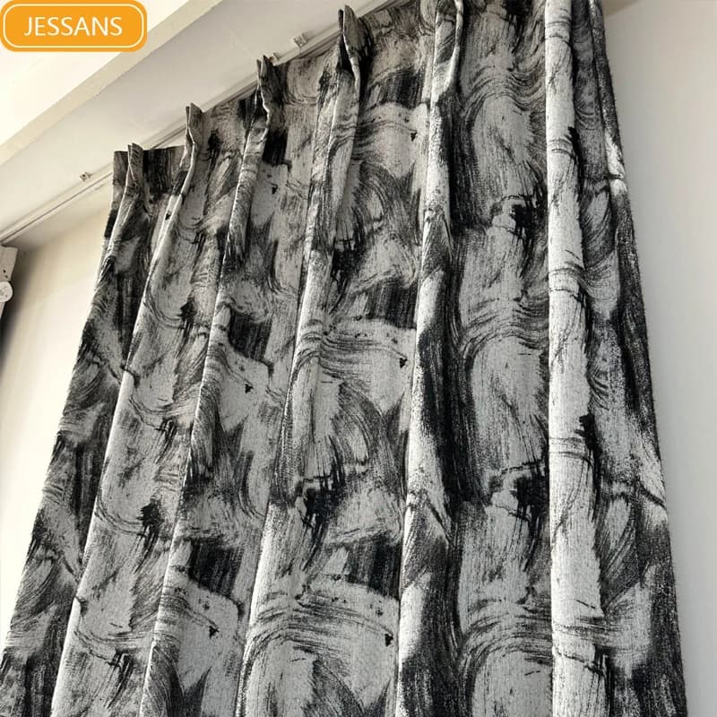 Nuove tende oscuranti ispessite jacquard antico in peluche in bianco e nero per soggiorno, camera da letto, finestra francese, balcone