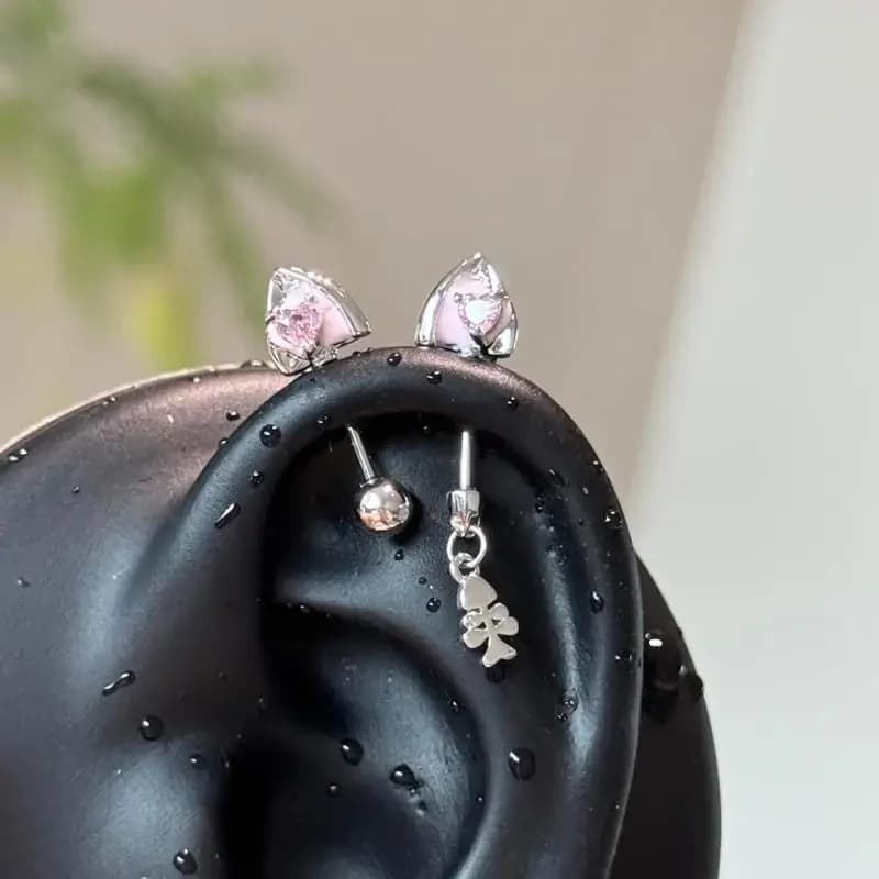 1 pz carino cane e gatto orecchio a forma di osso dell'orecchio chiodo dolce fresco orecchini con perno per le donne accessori per piercing al corpo alla moda
