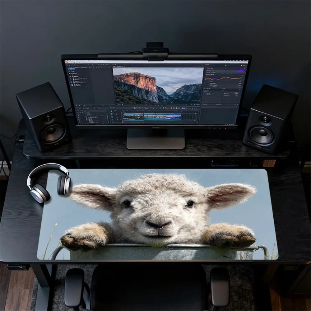 Adorabile Tappetino per Mouse XXL a Forma di Agnello, Tappetino Antiscivolo per Scrivania per Accessori Computer