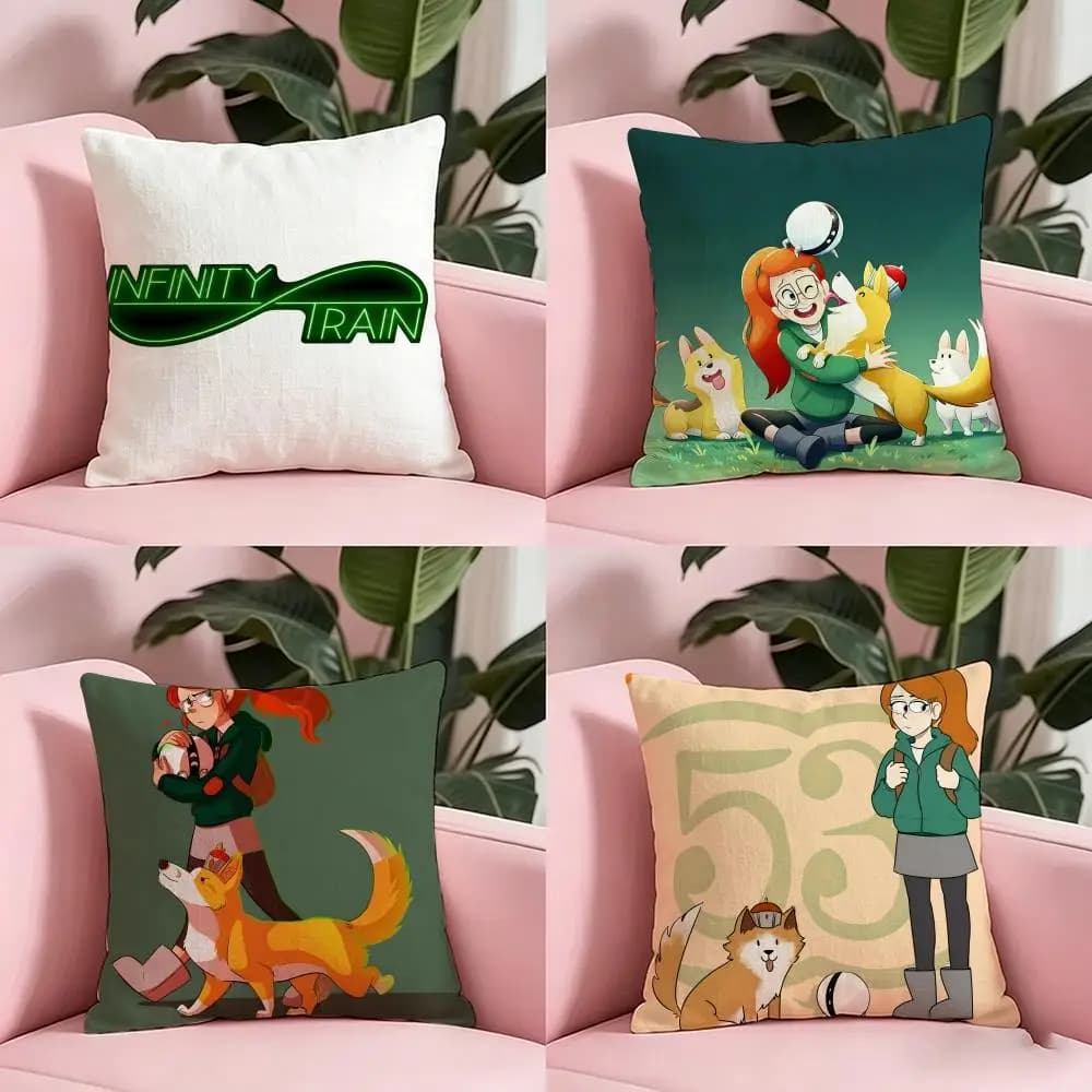 Popolare fodera per cuscino Anime I-Infinity T-Train, antipolvere, con cerniera invisibile, in morbido peluche, per divano.