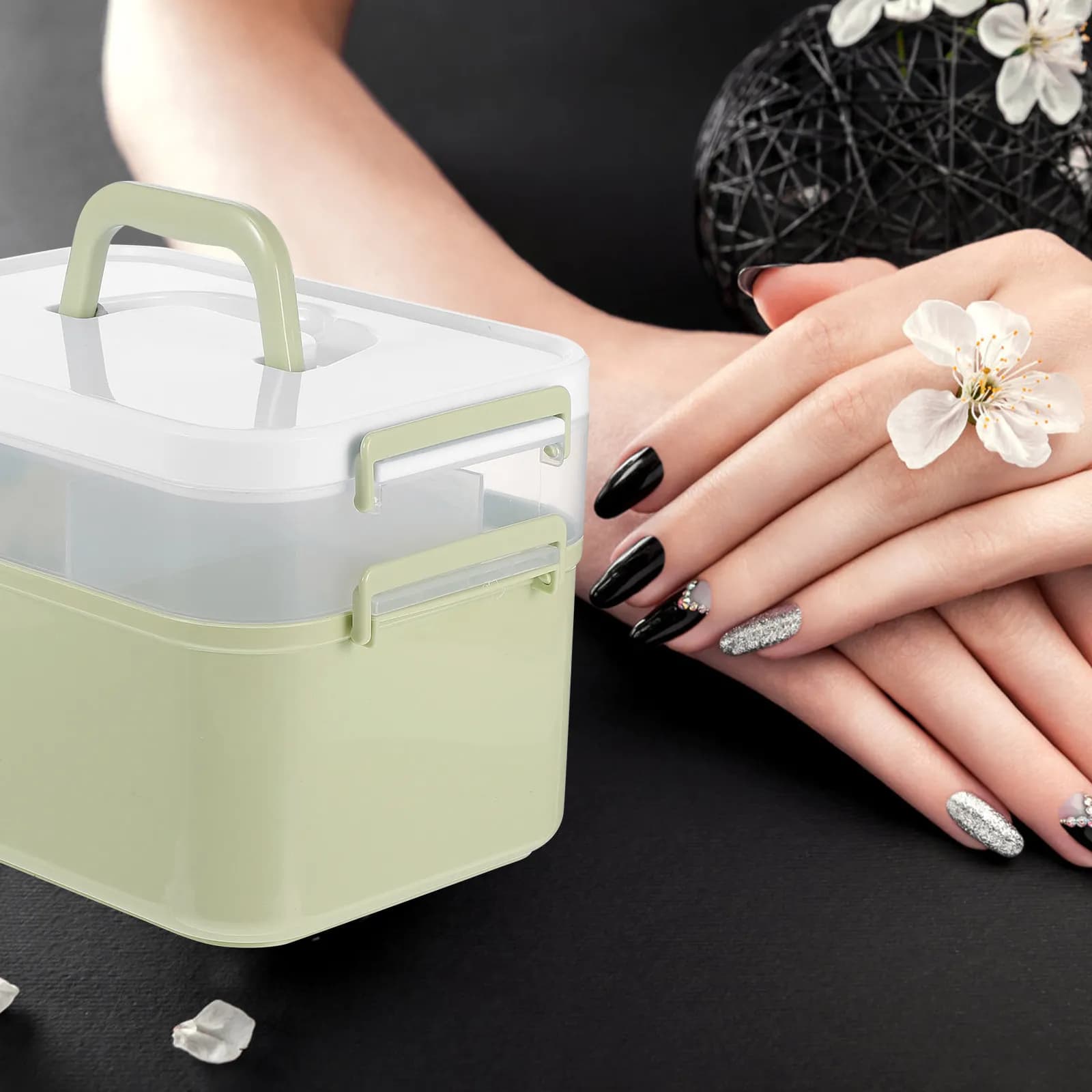 1 Piece Storage Box for Nail Art, Robust and Portable, Organizer for Nails and Collar, Portable Manicure Case, Tool Case for Manicure
