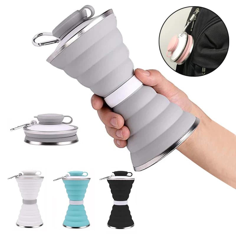Bottiglia d'acqua in silicone da 500 ml Bottiglie d'acqua da viaggio sportive portatili pieghevoli a prova di perdite per viaggi all'aperto Palestra Escursionismo Riutilizzabili