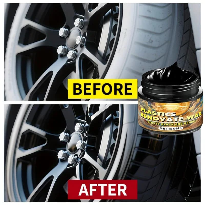 Fasilawei Premium Cera lucidante per pneumatici per auto 50 g, Cura delle ruote, Cera per raffinare i pneumatici, Riparazione di parti in plastica, Cera per rifinitura interna, Vetro perfetto
