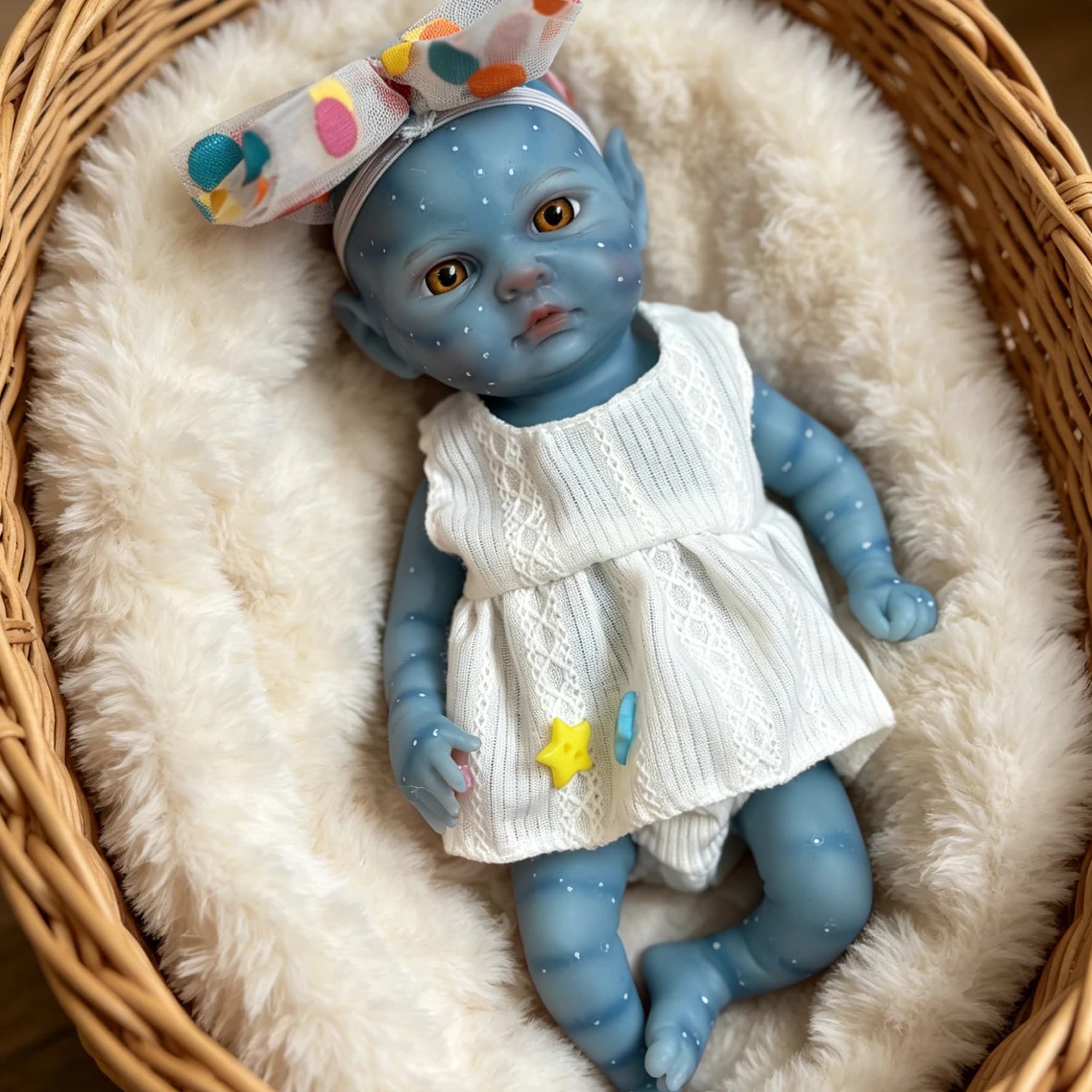 Bambola Reborn Realistica in Silicone Blu da 8 Pollici, Bambina con Corpo Intero, Dipinta a Mano 3D, Regalo Perfetto