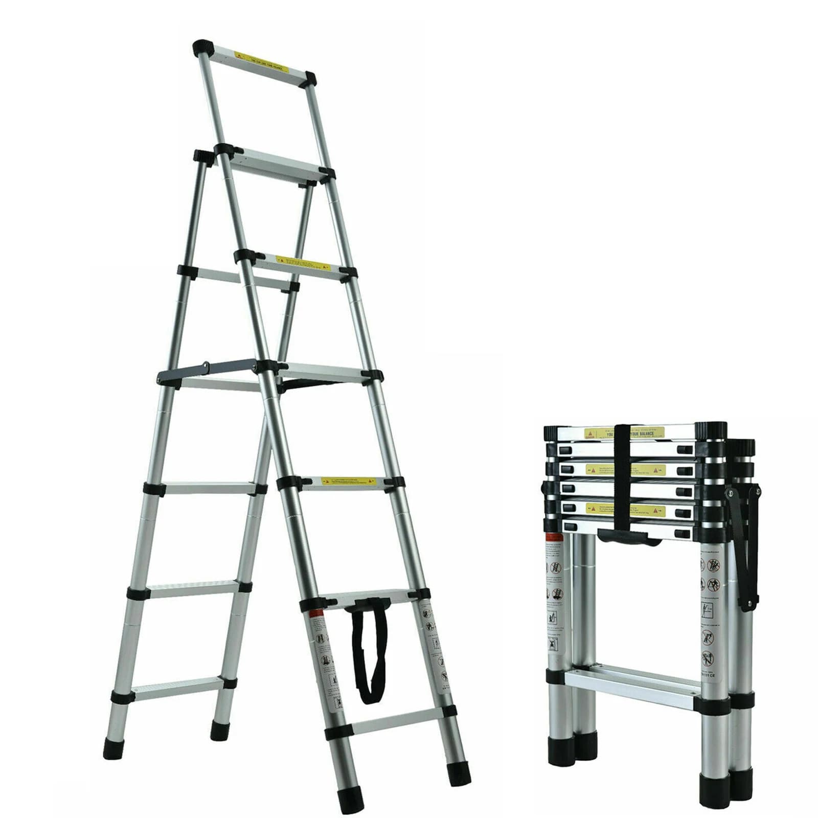 Foldable extension scale at 4/5/6 steps, portable aluminum compact safety ladders, maximum load of 330 pounds, EN131