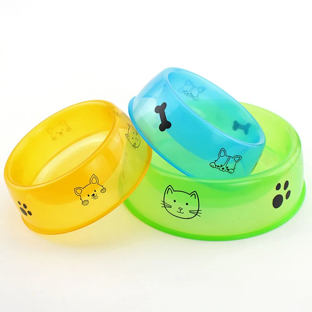 Ciotola per animali domestici in plastica trasparente - Ciotola per cibo e acqua stampata per gatti/cani, forniture durevoli per l'alimentazione di animali domestici per cani e gatti