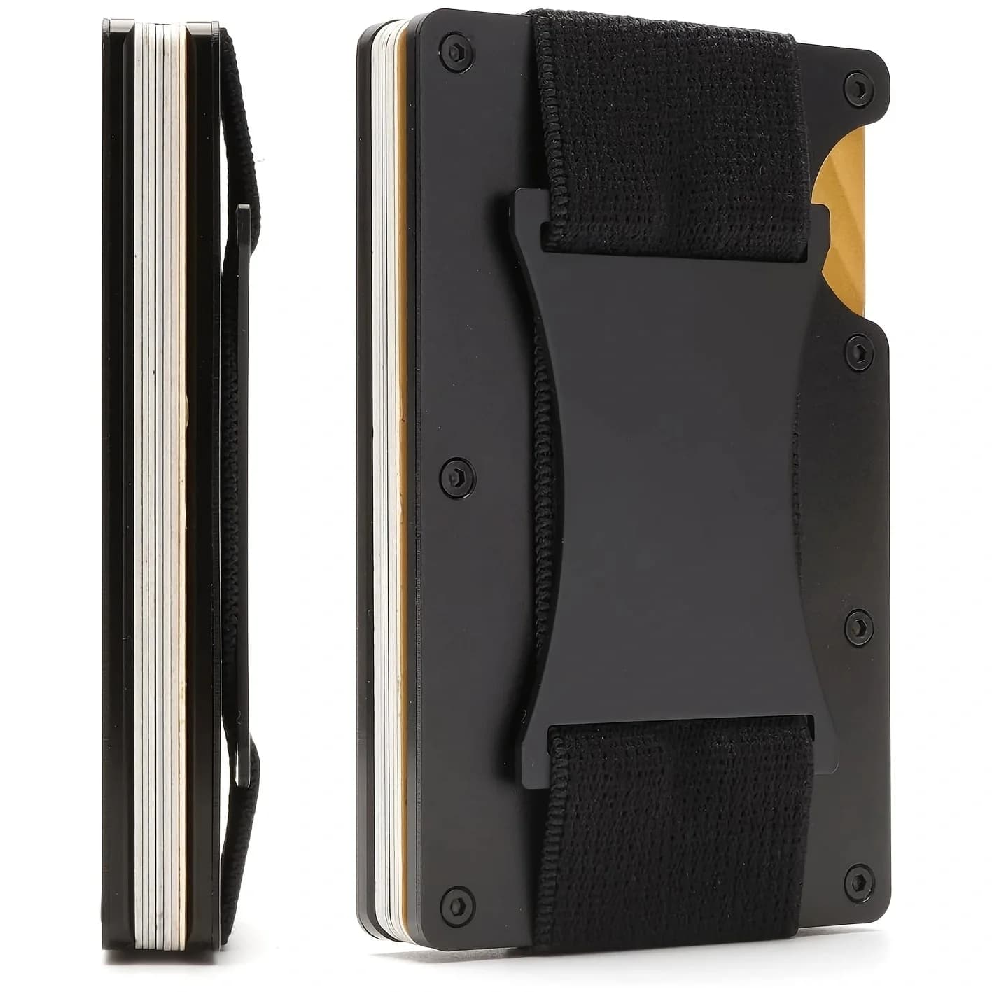 Homefish Slim RFID Blocking Aluminum Card Holder Elastic Back Pocket ID Credit Card Case Unisex Travel Mini Wallet