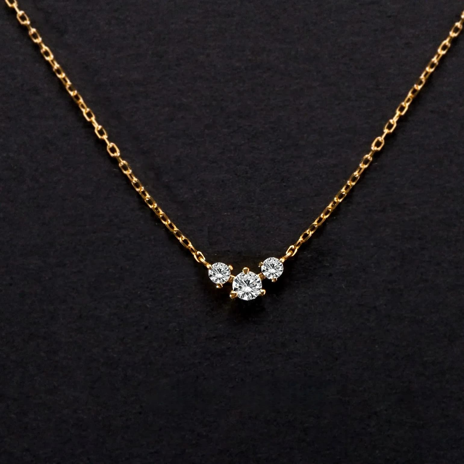 925 Sterling Silver Plating 18K Gold Inlaid Three 5A Zircon Pendant Necklaces for Women Fashionable Temperament Simple Jewelry