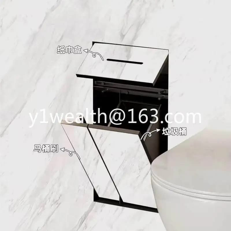 304 stainless steel trash can niche embedded tissue box Internet celebrity toilet brush toilet rack