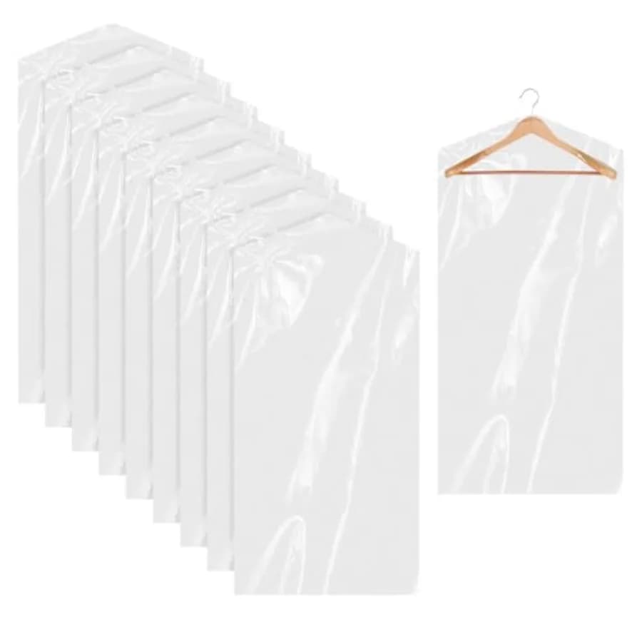 10Pcs Dry Cleaner Bags Plastic Clear Dress Bag 39Inch Long Dry Cleaning Bag for Clothes, Plastic Garment Bags for Hanging Cloth