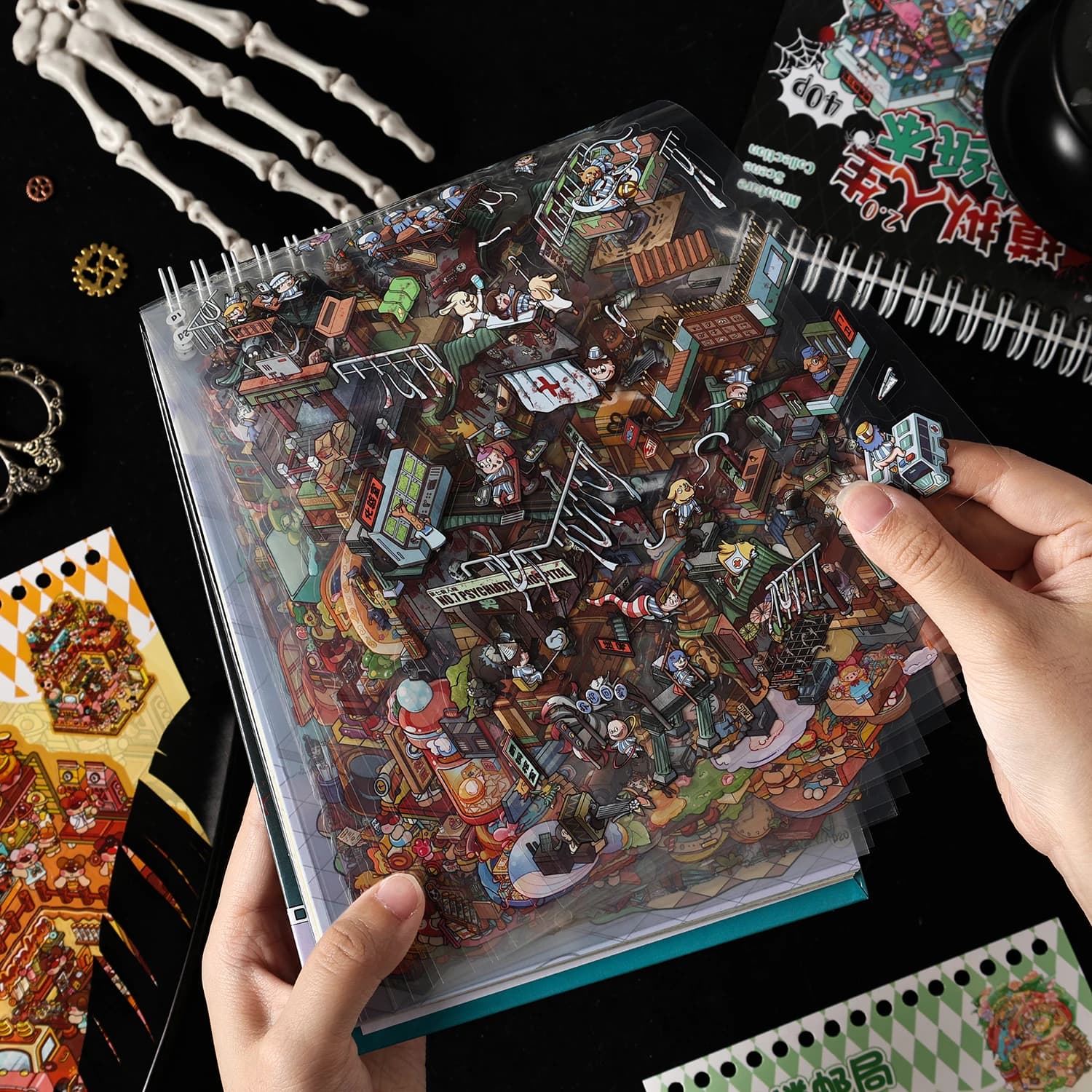 Libro di adesivi a tema diorama horror gotico Gioco antistress per la decorazione della cassa del telefono del diario di scrapbooking fai da te