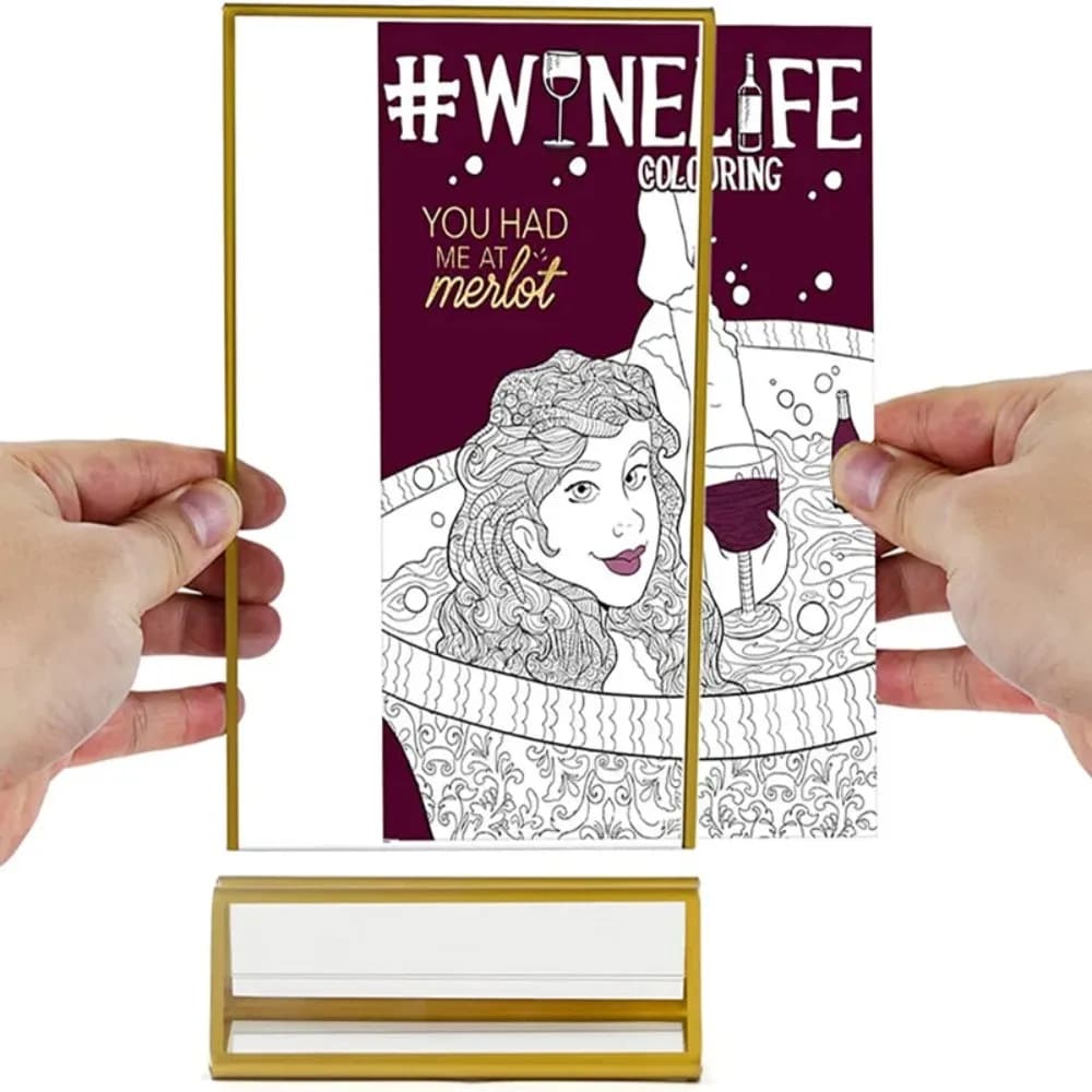 Transparent Acrylic Golden Sign Holder with Base DIY Label Holder Durable Elegant Table Cards Picture Frame