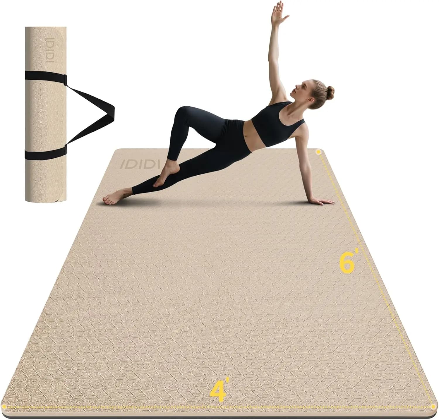 Tappetino Yoga Grande 183x122 cm Extra Lungo e Largo, Antiscivolo in POE Spessore 1 cm, Tappetino per Esercizi Ecologico per Casa, Yoga, Pilates