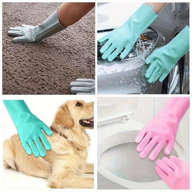 Guanti Multifunzionali in Silicone per la Toelettatura degli Animali Domestici, Guanti per il Bagno di Cani e Gatti, Scrubber per Shampoo e Rimozione Peli