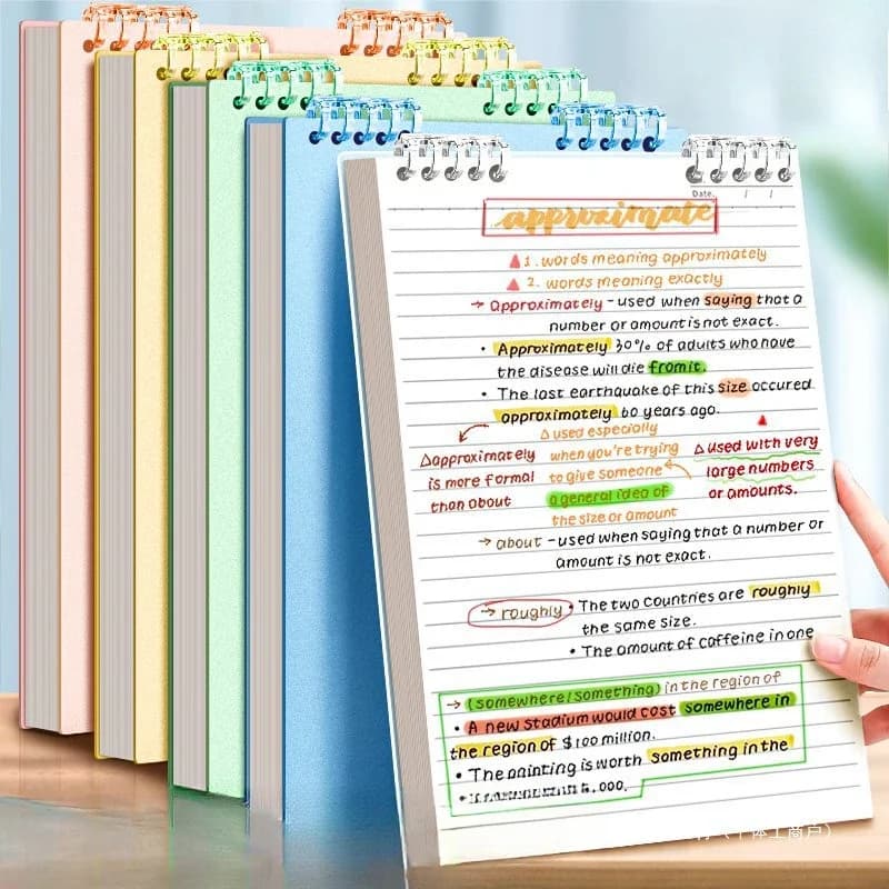Quaderno A4 a fogli mobili, patta inferiore superiore, 60 fogli/libro, pagina linea orizzontale, copertina in PP impermeabile, cancelleria per ufficio