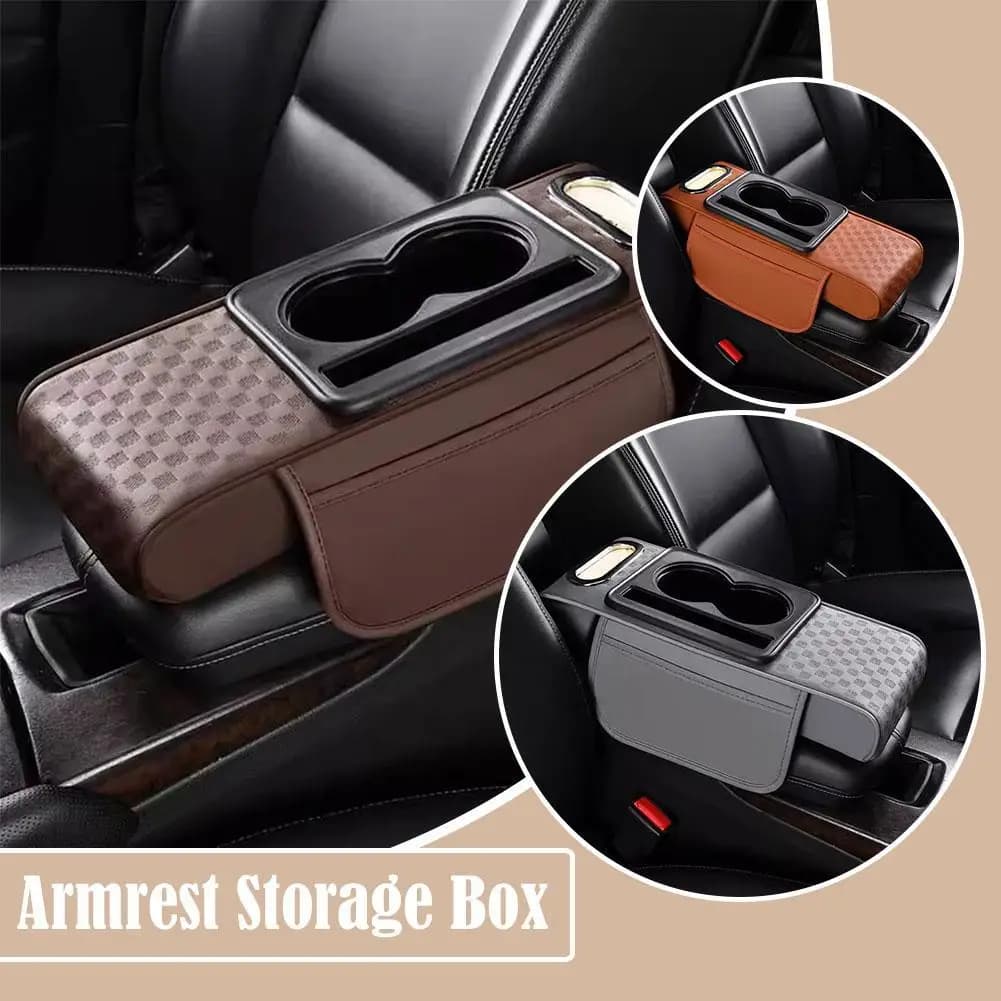 Universal Car Center Console Height Increasing Armrest With Armrest Box Cup PU Leather Pad Cushion Tissue Multifunctional H N2W9