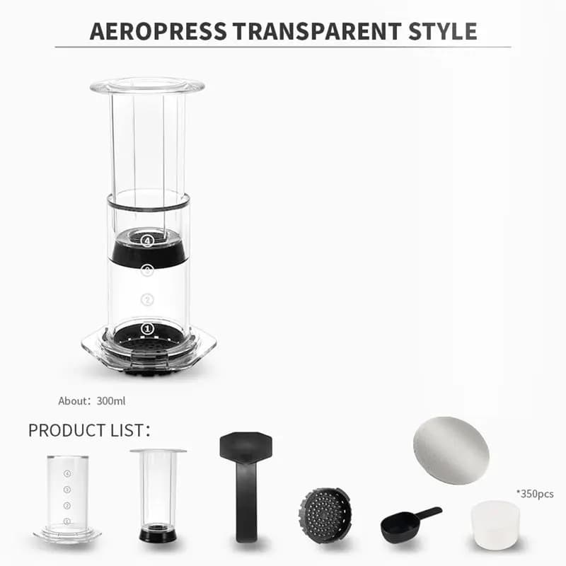 A36T-Portable French Press Coffee Maker Transparent Espresso Coffee Pot Air Press Coffee Machine With Filters For Aero Press
