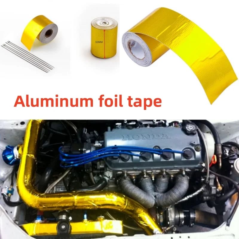 Nastro autoadesivo Oro Ad alta temperatura Isolamento termico Scudo Nastro avvolgente Benda 50mm 10M/5M Rotolo Nastro universale in foglio di alluminio